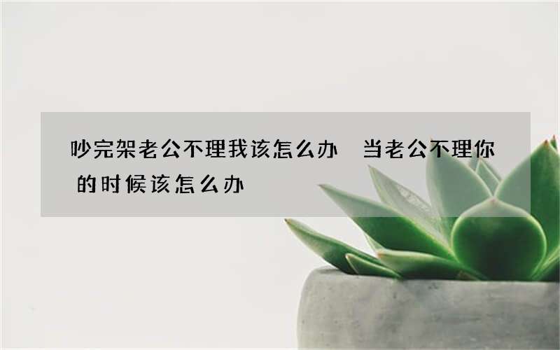 吵完架老公不理我该怎么办 当老公不理你的时候该怎么办